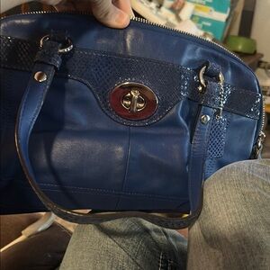 Coach Blue Shoulder Bag with Turnlock Closure
